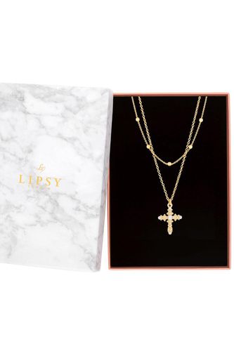 Womens Gold Plated Layered Cross Pendant Necklace - Gift Boxed - - One Size - Lipsy - Modalova
