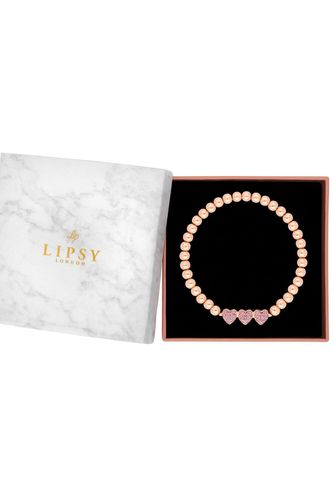 Womens Rose Gold Plated Micro Pave Pink Stretch Bracelet - Gift Boxed - - One Size - Lipsy - Modalova