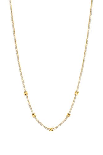 Womens 14K Real Gold Plated Recycled Cubic Zirconia Kiss Necklace - Gift Pouch - - One Size - Inicio - Modalova