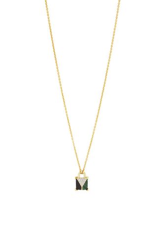 Womens 14K Real Gold Plated Recycled Malaquite Padlock Pendant Necklace - Gift Pouch - - One Size - Inicio - Modalova