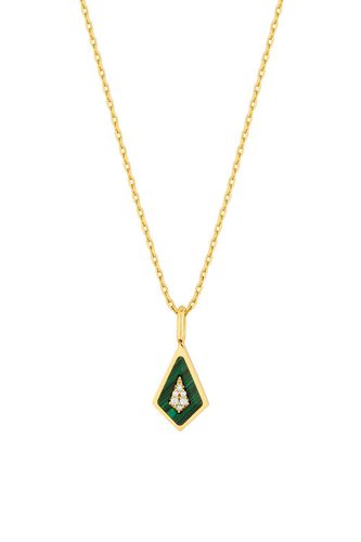 Womens 14K Real Gold Plated Recycled Malaquite Diamond Shape Pendant Necklace - Gift Pouch - - One Size - NastyGal UK (+IE) - Modalova