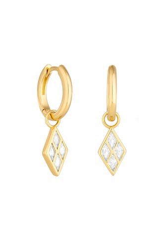 Womens 14K Real Gold Plated Recycled Dimaond Shape Cubic Zirconia Charm Earrings - Gift Pouch - - One Size - NastyGal UK (+IE) - Modalova
