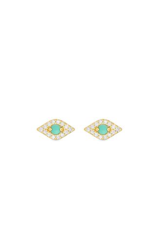 Womens 14K Real Gold Plated Recycled Evil Eye Stud Earrings - Gift Pouch - - One Size - Inicio - Modalova