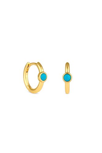 Womens 14K Real Gold Plated Recycled Turquoise Stone Huggie Hoop Earrings - Gift Pouch - - One Size - NastyGal UK (+IE) - Modalova