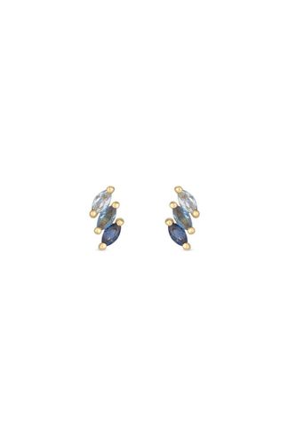 Womens 14K Real Gold Plated Recycled Ombre Blue Stud Earrings - Gift Pouch - - One Size - Inicio - Modalova