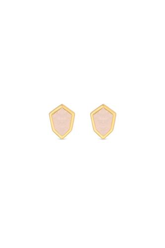 Womens 14K Real Gold Plated Recycled Rose Quartz Stud Earrings - Gift Pouch - - One Size - Inicio - Modalova