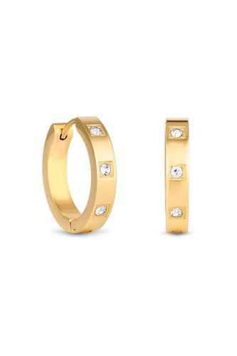 Womens Gold Stainless Steel Hoop Earrings - - One Size - Mood - Modalova