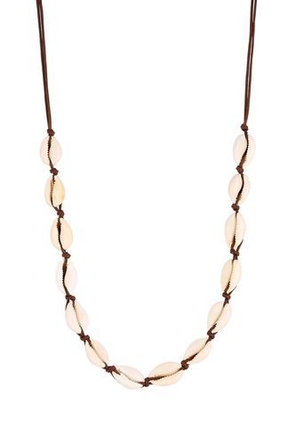 Womens Gold Polished And Cream Shell Cord Toggle Necklace - - One Size - Mood - Modalova