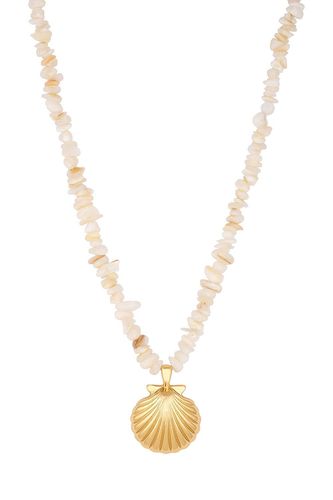 Womens Gold Cream Shell Short Pendant Necklace - - One Size - Mood - Modalova