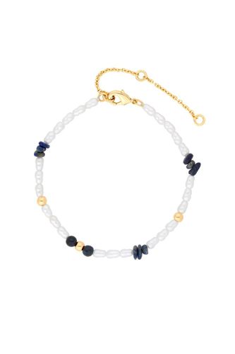Womens Gold Blue Lapis And Pearl Fine Stacker Bracelet - - One Size - Mood - Modalova