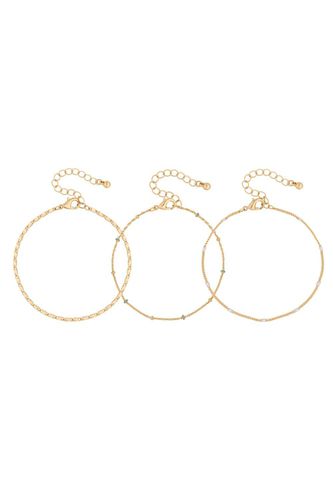 Womens Gold Blue Enamel And Chain Twist Layered Bracelets - Pack of 3 - - One Size - Mood - Modalova