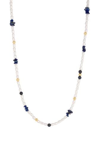 Womens Mood Gold Blue Lapis And Pearl Fine Stacker Necklace - - One Size - NastyGal UK (+IE) - Modalova