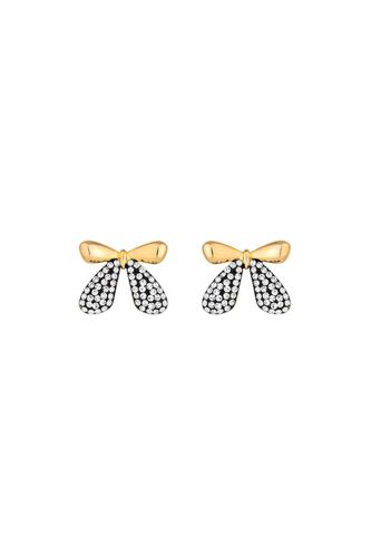 Womens Gold Black And Crystal Mini Bow Stud Earrings - - One Size - NastyGal UK (+IE) - Modalova