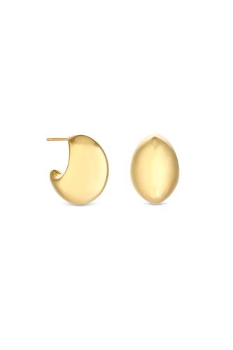 Womens Gold Polished Dome Hoop Earrings - - One Size - Mood - Modalova