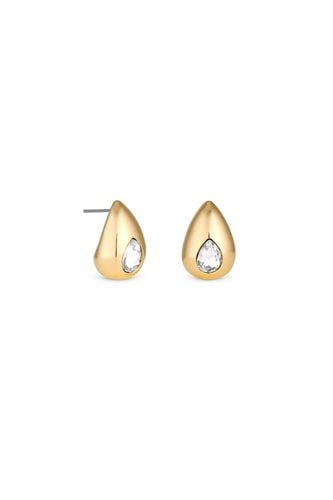 Womens Gold Crystal Pear Dome Hoop Earrings - - One Size - Mood - Modalova