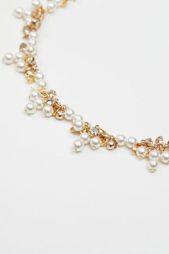 Womens Gold Cream Pearl Crystal Shaker Necklace - - One Size - Mood - Modalova
