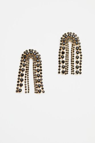 Womens Gold Black Round Statement Chandalier Earrings - - One Size - Mood - Modalova