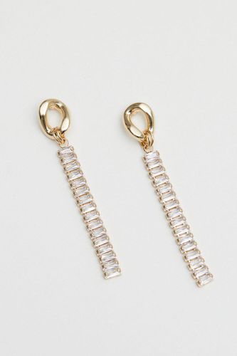 Womens Gold Crystal Baguette Chain Drop Earrings - - One Size - Mood - Modalova