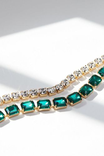 Womens Gold Green And Crystal Emerald Cut Short Necklace - Pack of 2 - - One Size - Mood - Modalova
