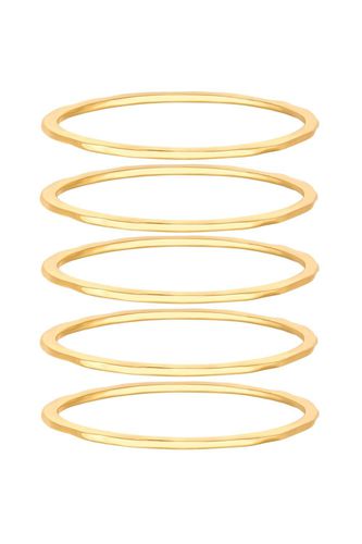 Womens Gold Polished Sculpted Bangle Bracelets - Pack of 5 - - One Size - Mood - Modalova