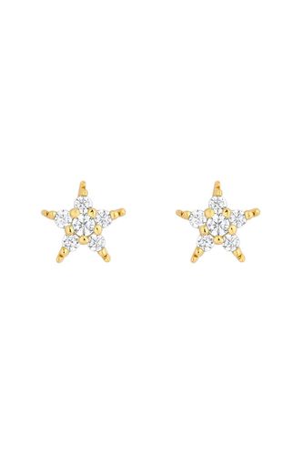Womens 14K Gold Plated Recycled Cubic Zirconia Star Stud Earrings - Gift Pouch - - One Size - Inicio - Modalova