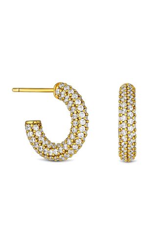 Womens 14K Gold Plated Recycled Cubic Zirconia Hoop Earrings - Gift Pouch - - One Size - Inicio - Modalova