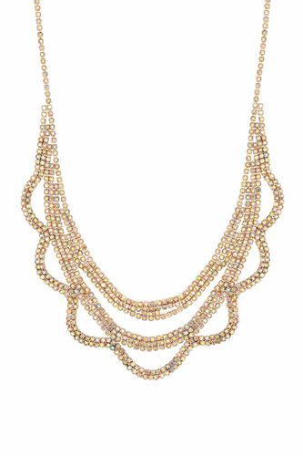 Womens Rose Gold Pink Aurora Borealis Scalloped Diamante Necklace - - One Size - Mood - Modalova