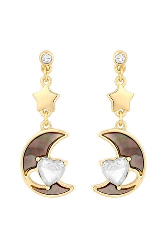 Womens Gold Black Mother Of Pearl Celestial Drop Earrings - - One Size - Mood - Modalova