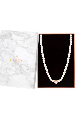 Womens Pearl Pink Heart Choker Necklace - Gift Boxed - - One Size - Lipsy - Modalova