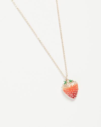 Womens Fable Enamel Strawberry Long Necklace - - 30 inches - Fable England - Modalova