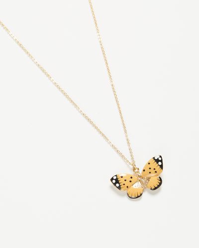Womens Enamel Butterfly Long Necklace - - One Size - Fable England - Modalova