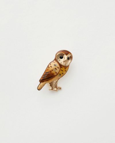 Womens Enamel Barn Owl Brooch - - One Size - Fable England - Modalova