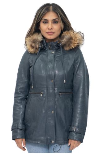 Womens Leather Hooded Parka Jacket-Putian - - 8 - Infinity Leather - Modalova