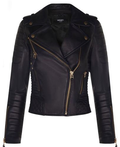 Womens Leather Quilted Vintage Brando Biker Jacket-Lusaka - - 16 - Infinity Leather - Modalova