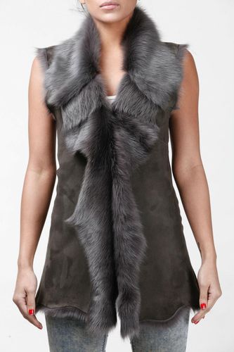 Womens Toscana Sheepskin Long Gilet-Sorocaba - - 20 - Infinity Leather - Modalova