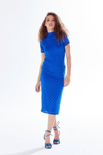 Womens Midi Dress with High Neck, Short Sleeves and Open Back Detail in - 12 - NastyGal UK (+IE) - Modalova