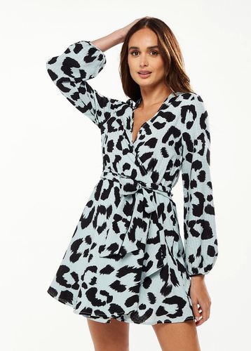 Womens Animal Print Mini Wrap Dress with Long sleeves in - 14 - NastyGal UK (+IE) - Modalova