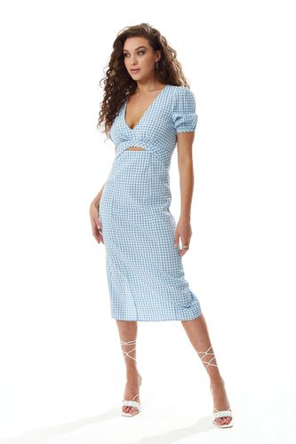 Womens Gingham Cut out front Midi Dress in and White - 8 - Liquorish - Modalova