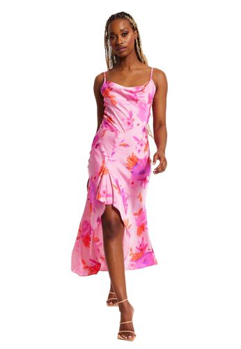 Womens Cowl Neck Maxi Floral Print Dress in - 8 - Liquorish - Modalova