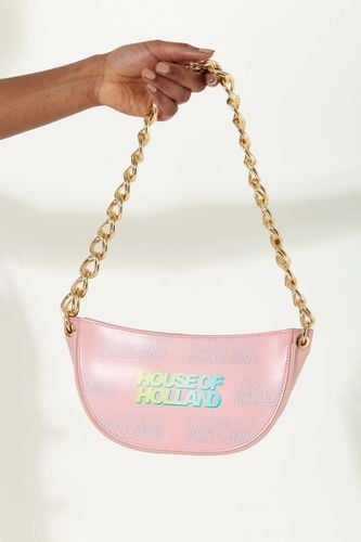 Womens Shoulder Bag In Baby With A Gold Chain Strap And Printed Logo - One Size - NastyGal UK (+IE) - Modalova