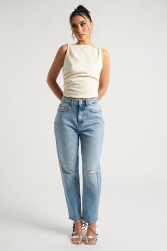 Womens Ripped Mom Jeans - Blue - 8 - NastyGal UK (+IE) - Modalova