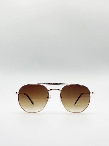 Double Bridge Metal Sunglasses With Gradient Lenses - - One Size - SVNX - Modalova