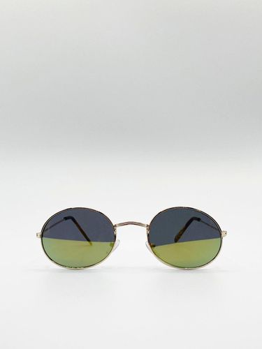 Metal Frame Round Sunglasses with Mirror Lenses - - One Size - SVNX - Modalova