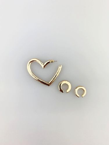 Womens Heart Shaped Earrings with Cuffs - - One Size - SVNX - Modalova