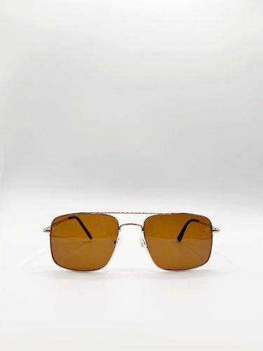 Aviator Style Square Frame Sunglasses - - One Size - SVNX - Modalova