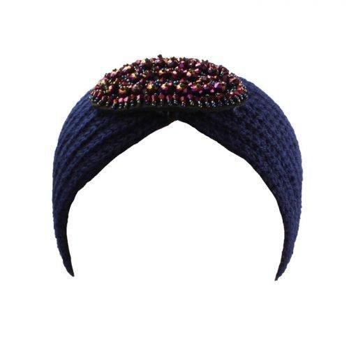 Womens Knitted Headband With Purple Jewel Detail - One Size - SVNX - Modalova