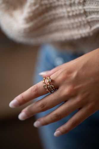 Womens Three pack rings in gold with gem detail - - One Size - NastyGal UK (+IE) - Modalova