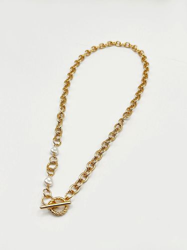 T bar gold necklace with coin and pearl details - - One Size - SVNX - Modalova