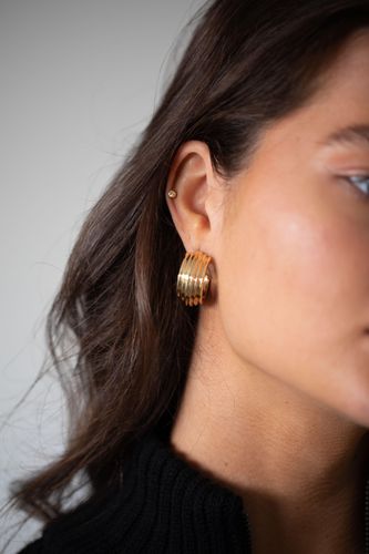 Womens Chunky hoop earrings in gold with inprinted texture - - One Size - SVNX - Modalova