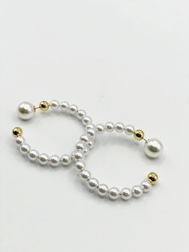 Womens Faux Pearl Hoop Earrings - - One Size - SVNX - Modalova
